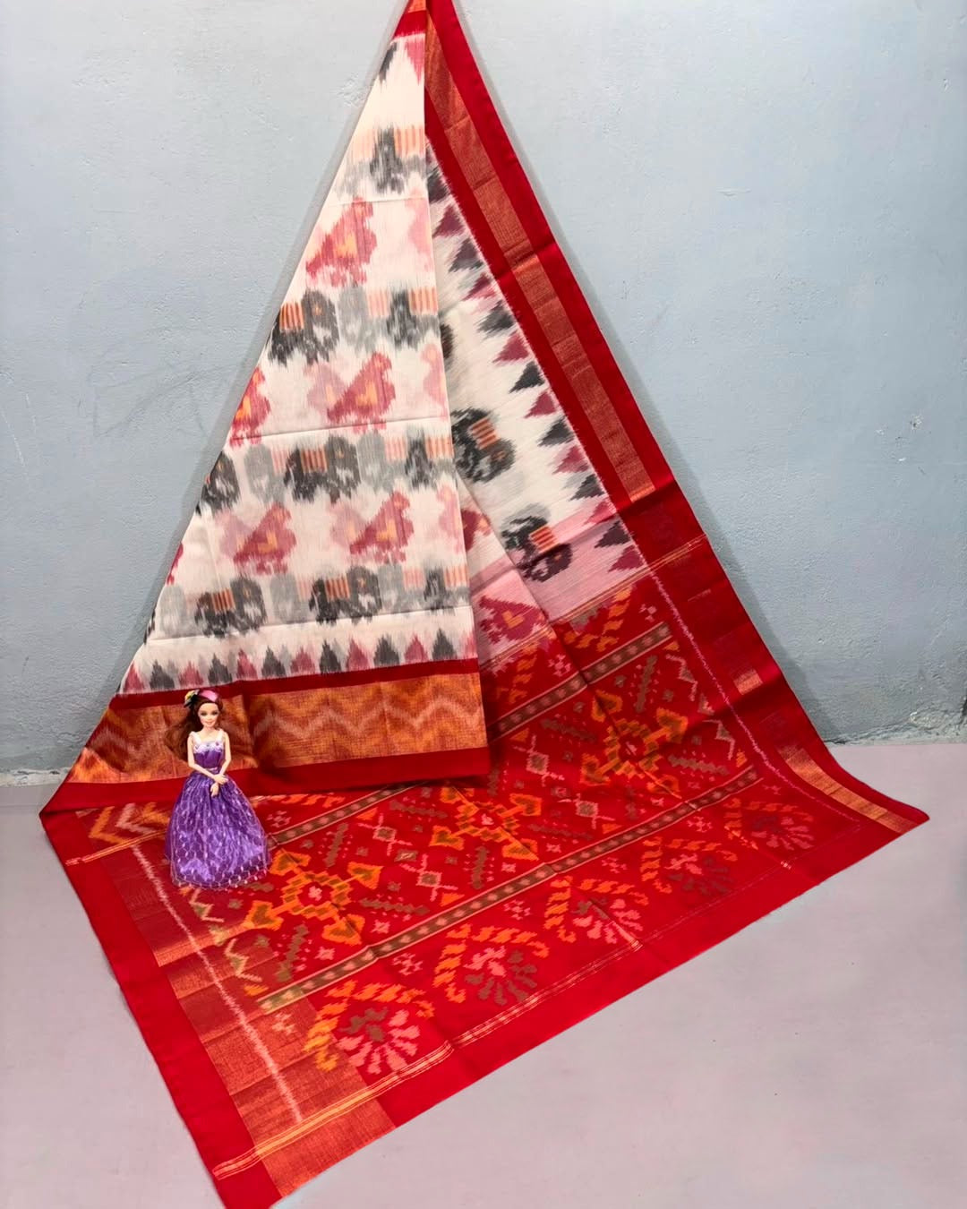 Twill Ikkat Designer Dola Silk Patola Saree