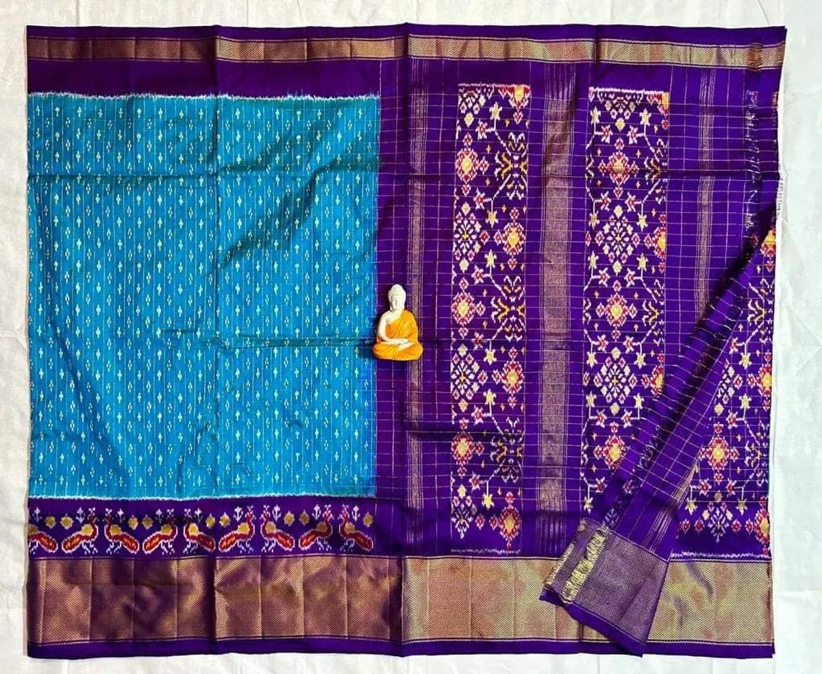 Dola Silk Pochampally Designer Printed Saree With Unstitched Blouse Piece For Women