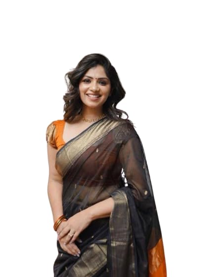 Black and Orange Silk Saree