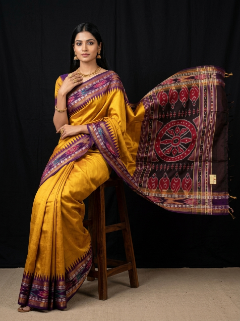 Dola Silk Pochampally Designer Printed Saree With Unstitched Blouse Piece For Women