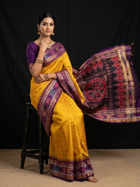Dola Silk Pochampally Designer Printed Saree With Unstitched Blouse Piece For Women