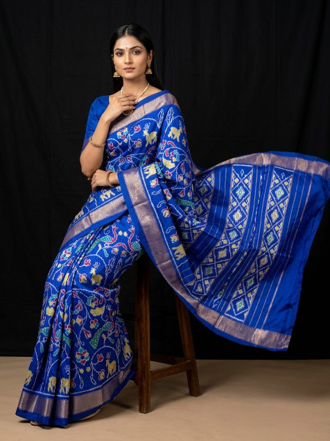 Pochampally Designer Printed & Dola Silk Fabric Saree
