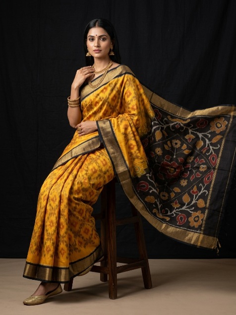 Multicolor Dola Silk Saree With Unstitched Blouse Piece For Women
