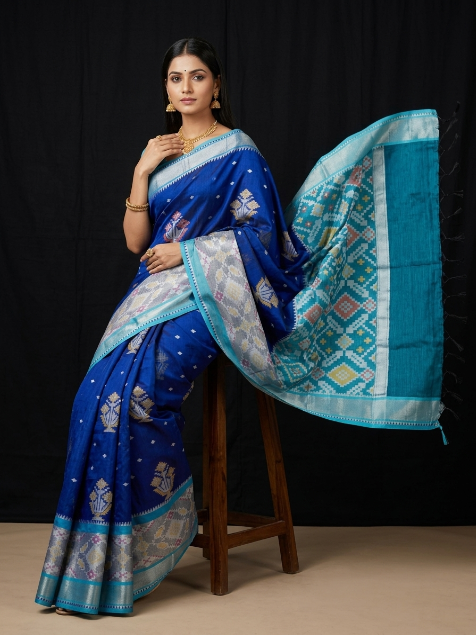 Pochampally Designer Printed & Dola Silk Fabric Saree