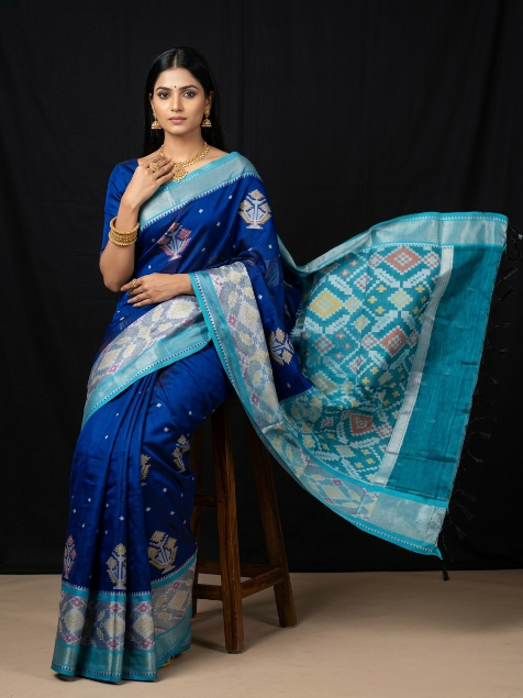 Pochampally Designer Printed & Dola Silk Fabric Saree