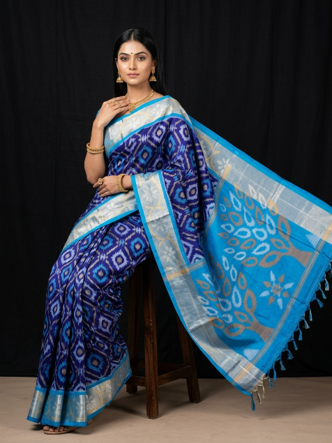 Pochampally Designer Printed & Dola Silk Fabric Saree